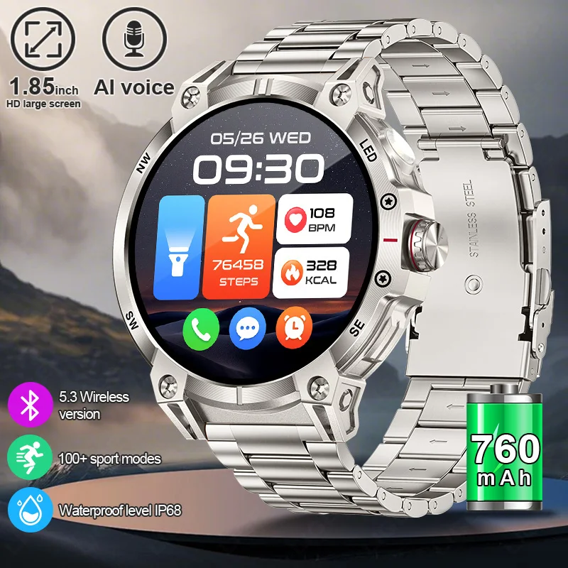 

LIGE Wireless Calling SmartWatch Waterproof GPS Sports Tracker Mature Men Smart Watch LED Flashlight 700mAh Super Large Battery