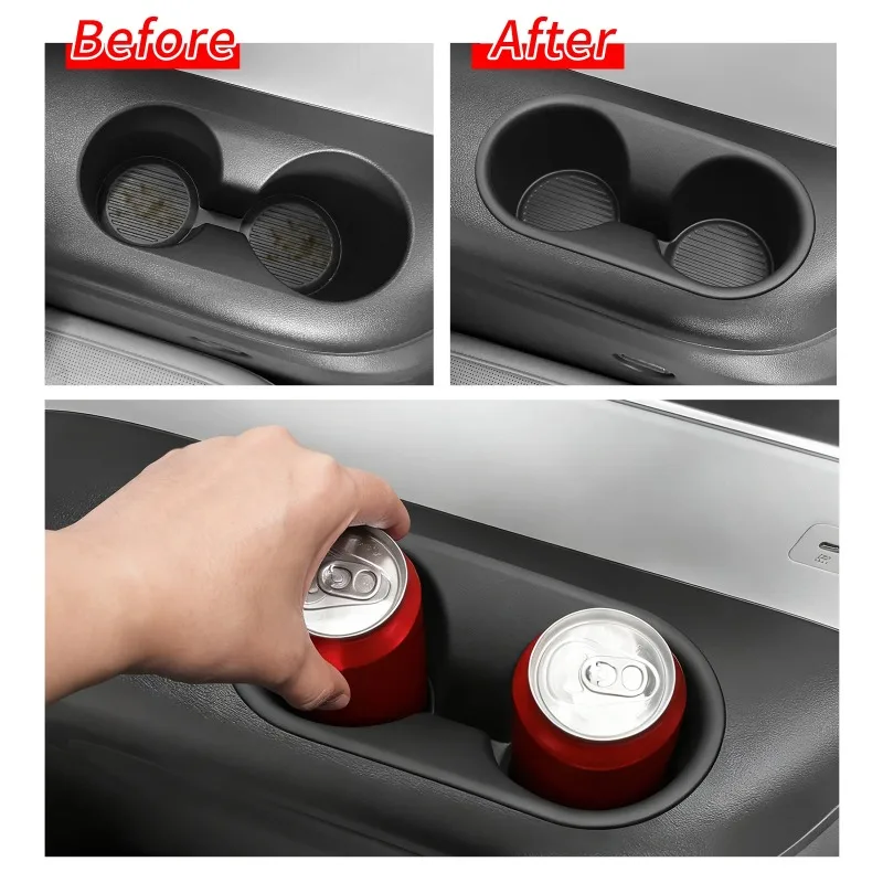 TPE Cup Holder Insert for Hyundai Palisade 2026 7 Seater 3rd Row Storage Tray Anti-Slip Shock-Absorbing Car Interior Organizer