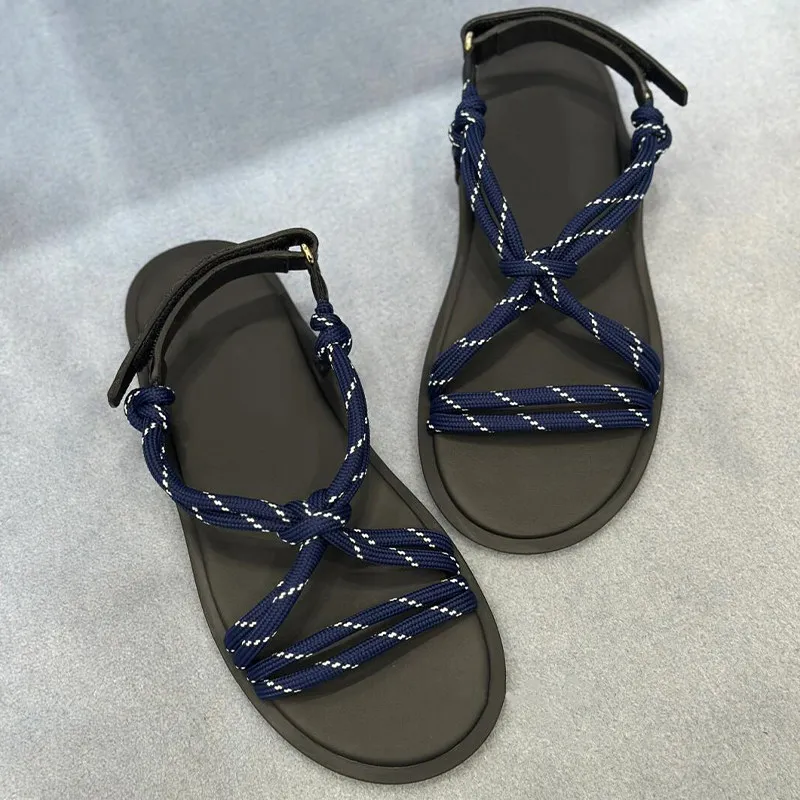 

Cross-woven Roman Sandals Women's Summer New Casual Beach One-word with Flat Sandals