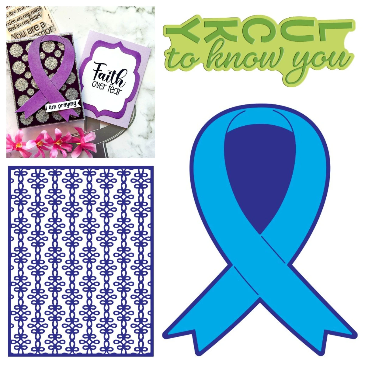 Nueva cinta de concientización, cadena giratoria, troqueles de corte de palabras de la suerte para saber, álbum de recortes, diario, bricolaje, tarjeta para el hogar, troqueles artesanales de regalo hechos a mano