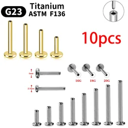 Кольцо для пирсинга губ G23 ASTM F136, ювелирное изделие с основанием для прокола губ, 10 шт., 14 г, 16 г, 20 г, титан