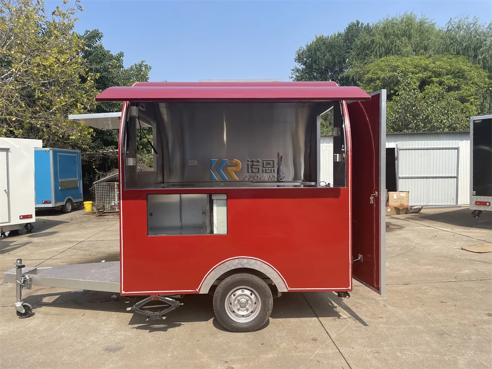 

Street Coffee Trailer Fast Food Truck Van Concession Food Trailer Snack Pizza Cart Hot Dog Humberger Kiosk With Fully Equipments