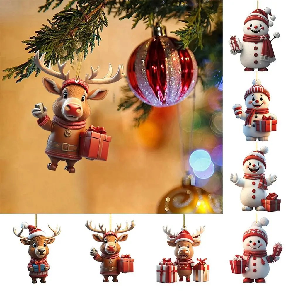 

Multicolor Christmas Decorations Acrylic Delicate Hanging Pendants Car Hangable Embellishment Funny Christmas Tree Ornament