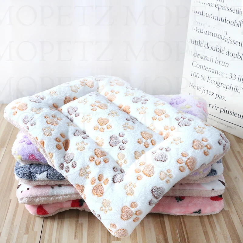 

Pet Sleeping Mat Dog Bed Cat Bed Soft Hair Thickened Blanket Pad Fleece Home Washable Warm Bear Pattern Blanket Pet Supplies
