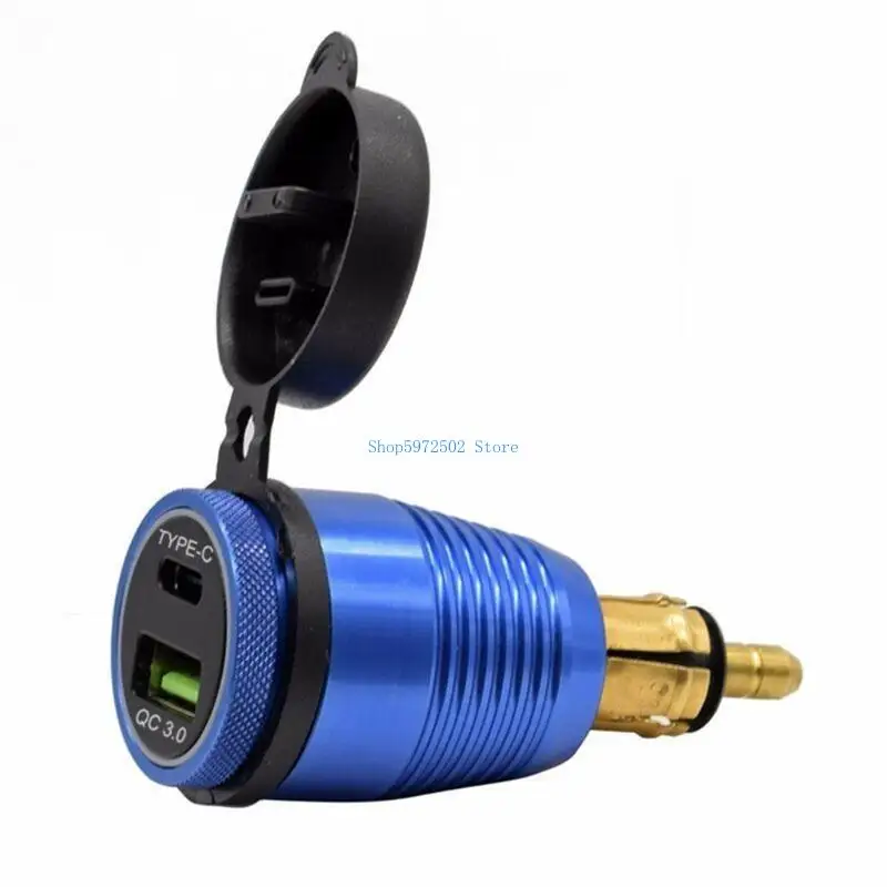 

Y3NC Portable Motorcycle USB DIN Socket Power Supply Motorbike Phone Rapid Charging with USB Type C QC3.0 Ports