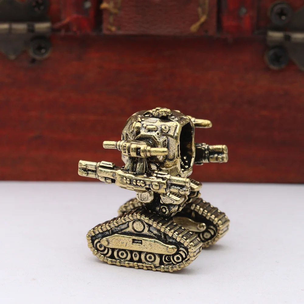 Mech Warrior Small Statue Brass Science Fiction Warframe Figurines Miniatures Vintage Landscape Desktop Ornament Home Decoration
