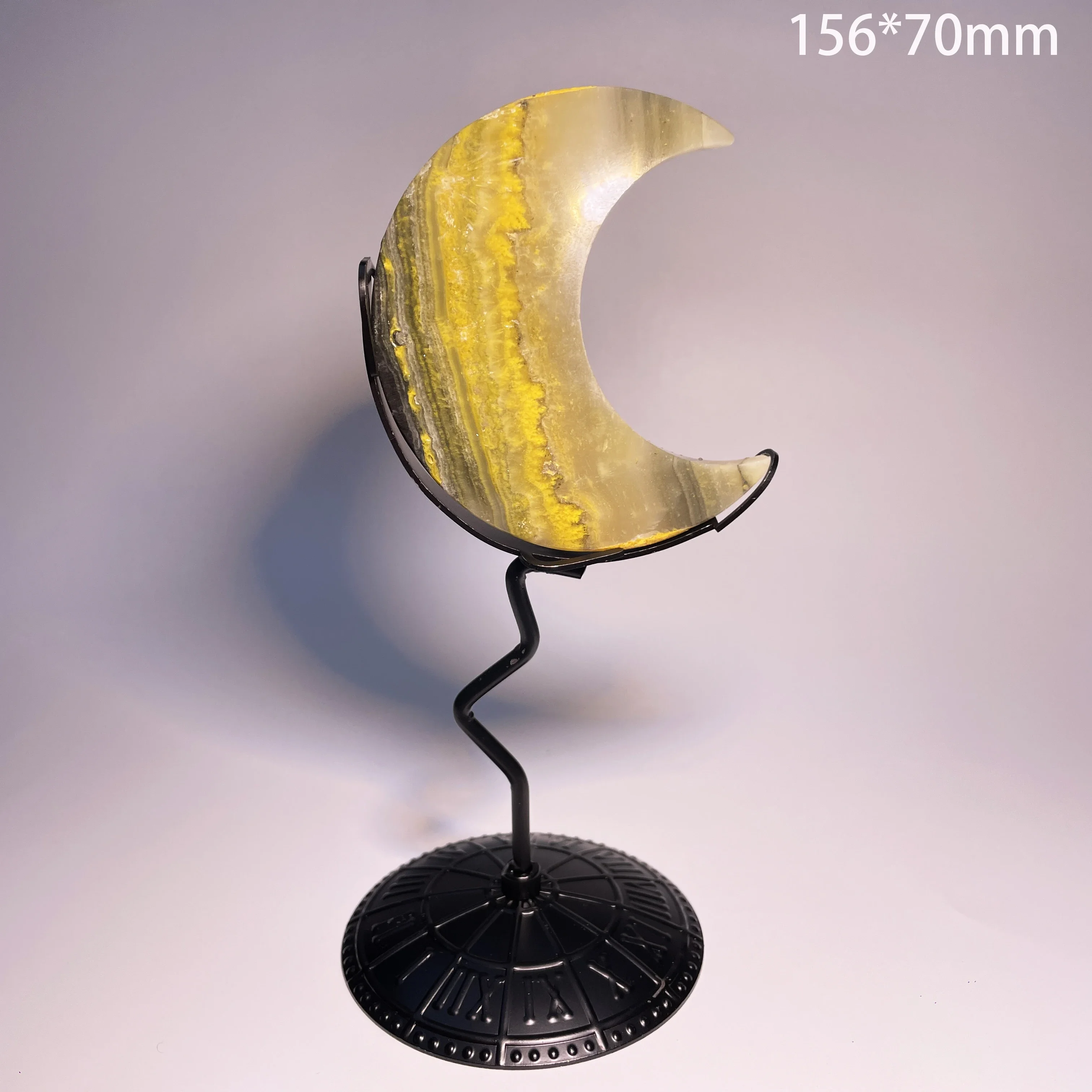 Natural Yellow Bumblebee Moon Crystal Carving Stone Polished Rock Home Decoration Gift Reiki Healing