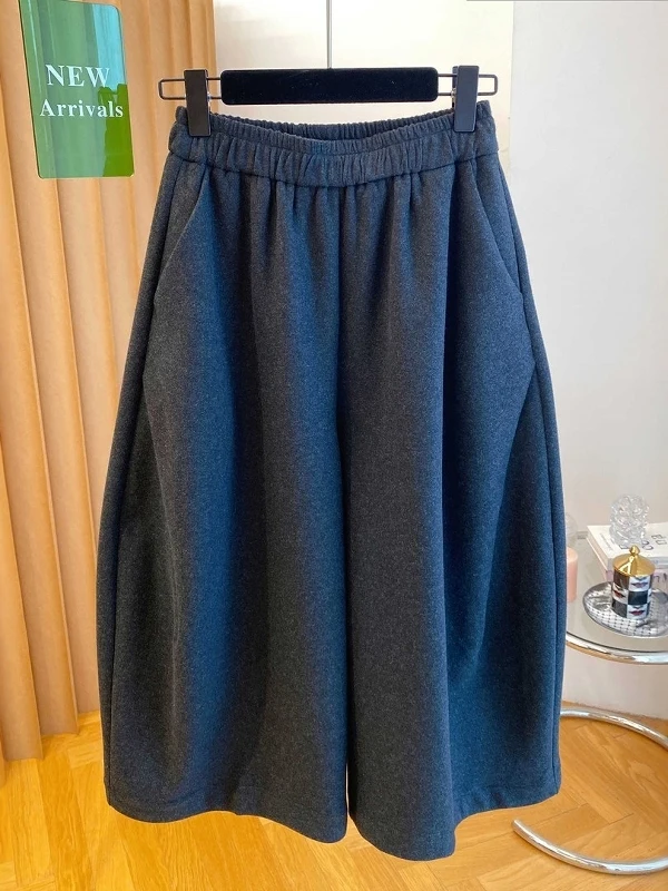 Plus Size Drapey Thiened Fce Dames Casual broek met rechte pijpen Hoge taille Retro Sle Winterwarme broek voor dames