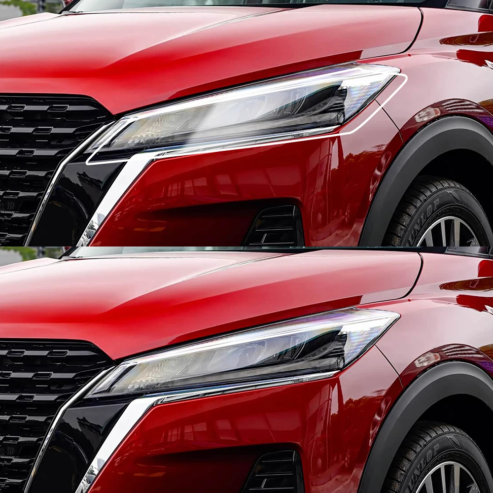 For Nissan Kicks P13 2021-2024 TPU Car Headlight Film Smoke Black High-Gloss PPF Pre-Cut Anti-Scratch Protective Vinyl Wrap Kit