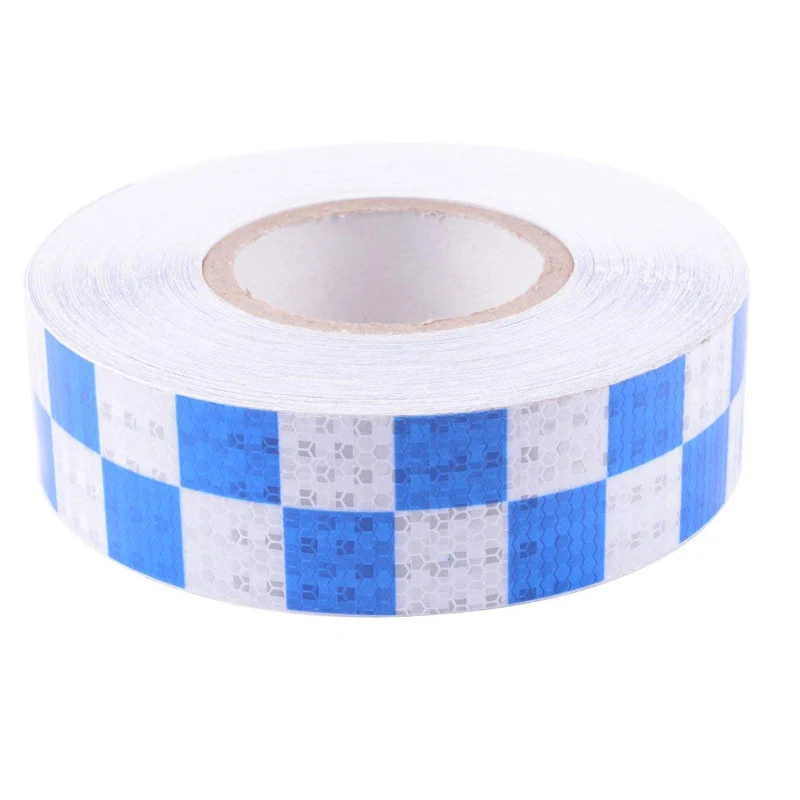 5 cm x 50 m/Rolle selbstklebendes, glänzendes reflektierendes Warnband / reflektierendes Klebeband mit quadratischem Druck für die Sicherheit von Autos