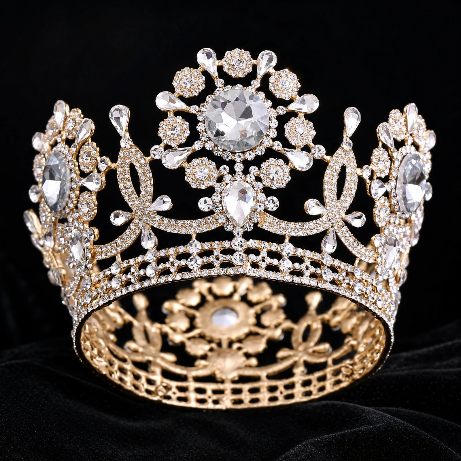 Bridal Crown Elegant Bridal Tiara Headpiece Glittering Hair Jewelry Openwork for Brides, Weddings, Pageants