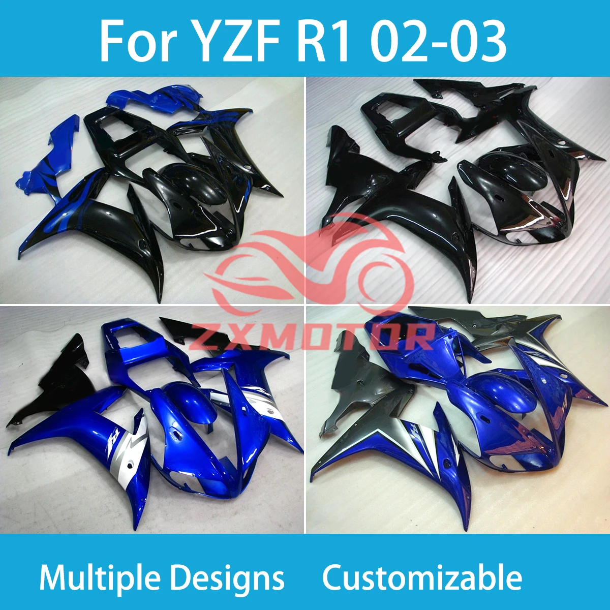 Full Fairing Kit for Yamaha YZF R1 02 03  R 1 2002 2003 Motorcycle ABS Plastics Afterwork Cool Body Parts Fairing Kit