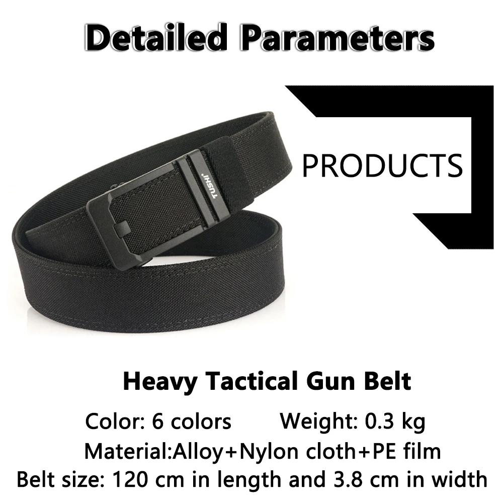 TUSHI Harter Gürtel Militärgürtel für Männer Robustes Nylon Metall Automatische Schnalle Polizei Taktischer Gürtel Outdoor-Gürtel IPSC-Zubehör – Detail 13