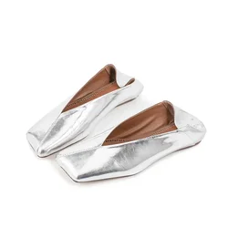 2024 Women's Retro Simple Flat Mary Jane Genuine Leather Single Shoes European and American Comfortable Two Wear Sandals