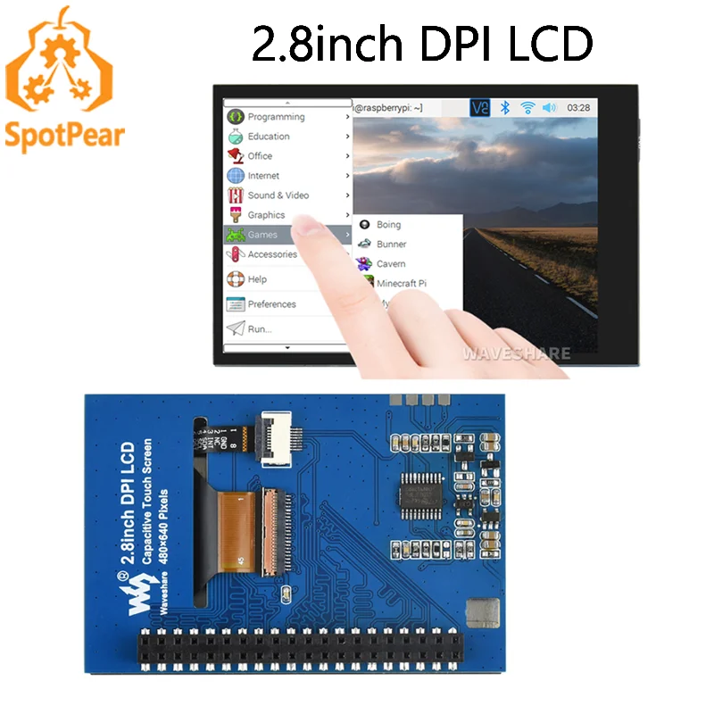 Raspberry Pi 2.8 インチ DPI タッチ ディスプレイ容量性タッチ