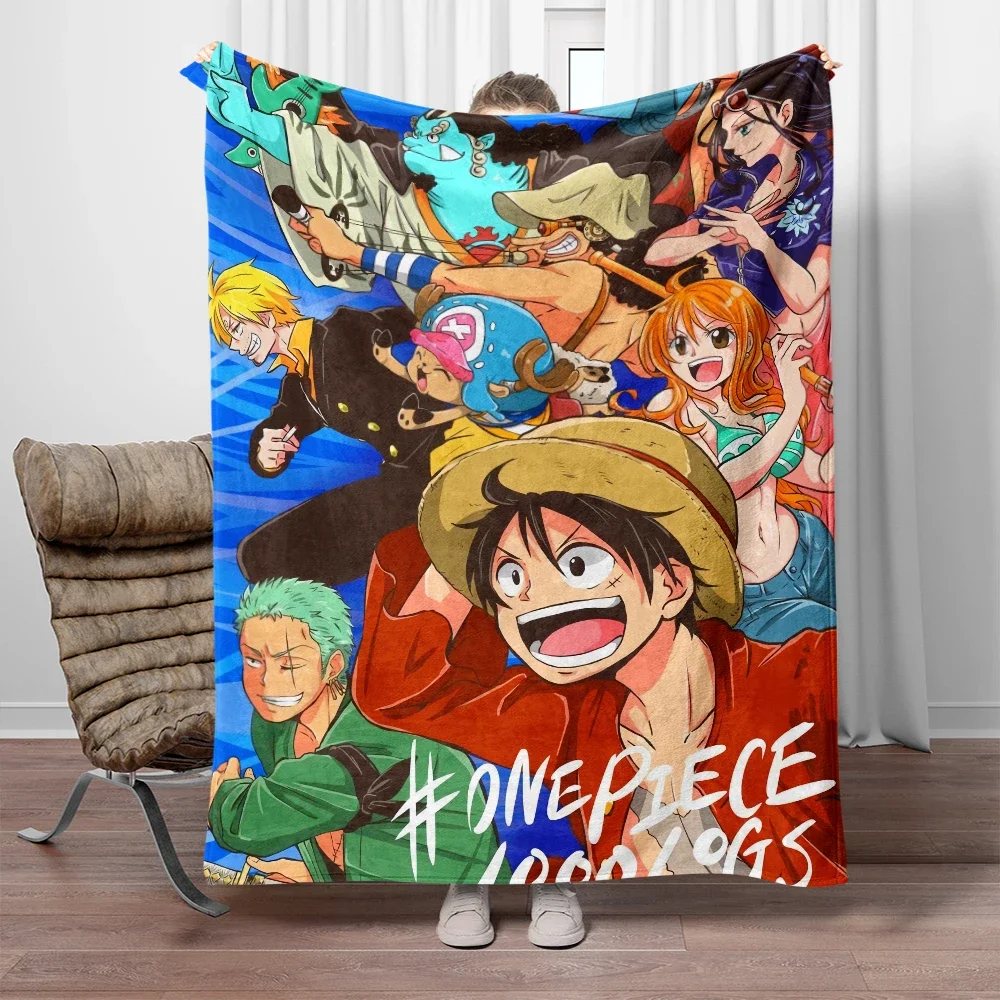 ONE PIECE Cartoon Printed Flannel Blanket.Sofa .Bedroom.Bed Home Office Nap Blanket Car. Travel Picnic Blankets Gift