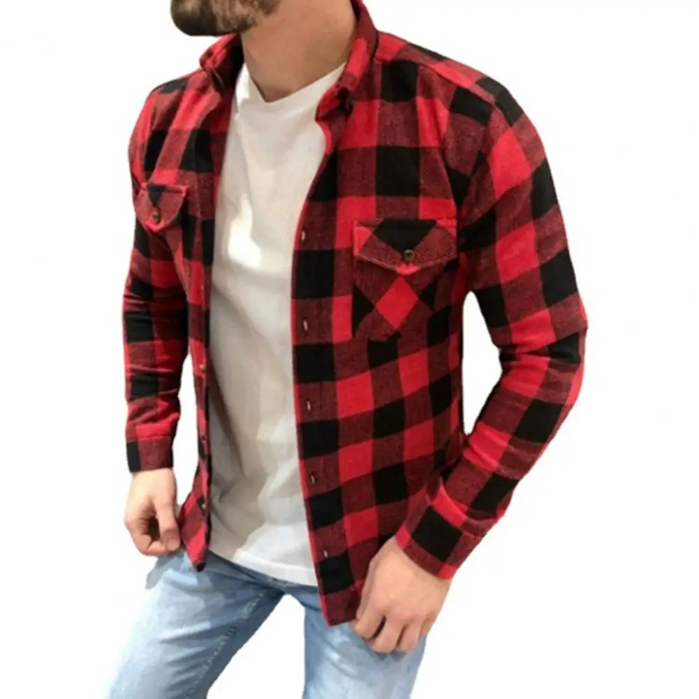 

Men's Plaid Dress Shirt Cotton Fleece Lined Heavy Weight Long Sleeve Flannel Fall Winter Warm Casual Classic Shirts