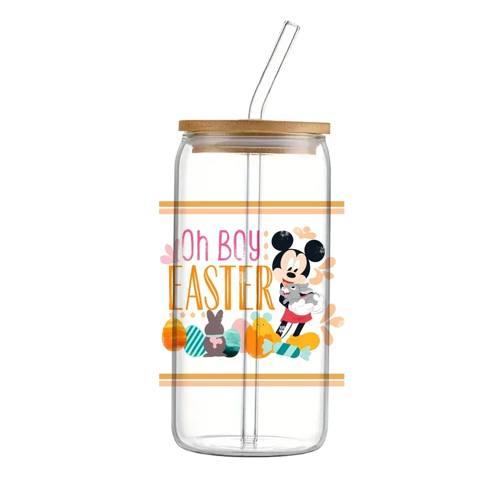 11x12cm Mini Easter Day Disney Mickey Mouse UV DTF Transfer Sticker Waterproof Transfers Decals For 16oz Glass Cup Wrap Stickers