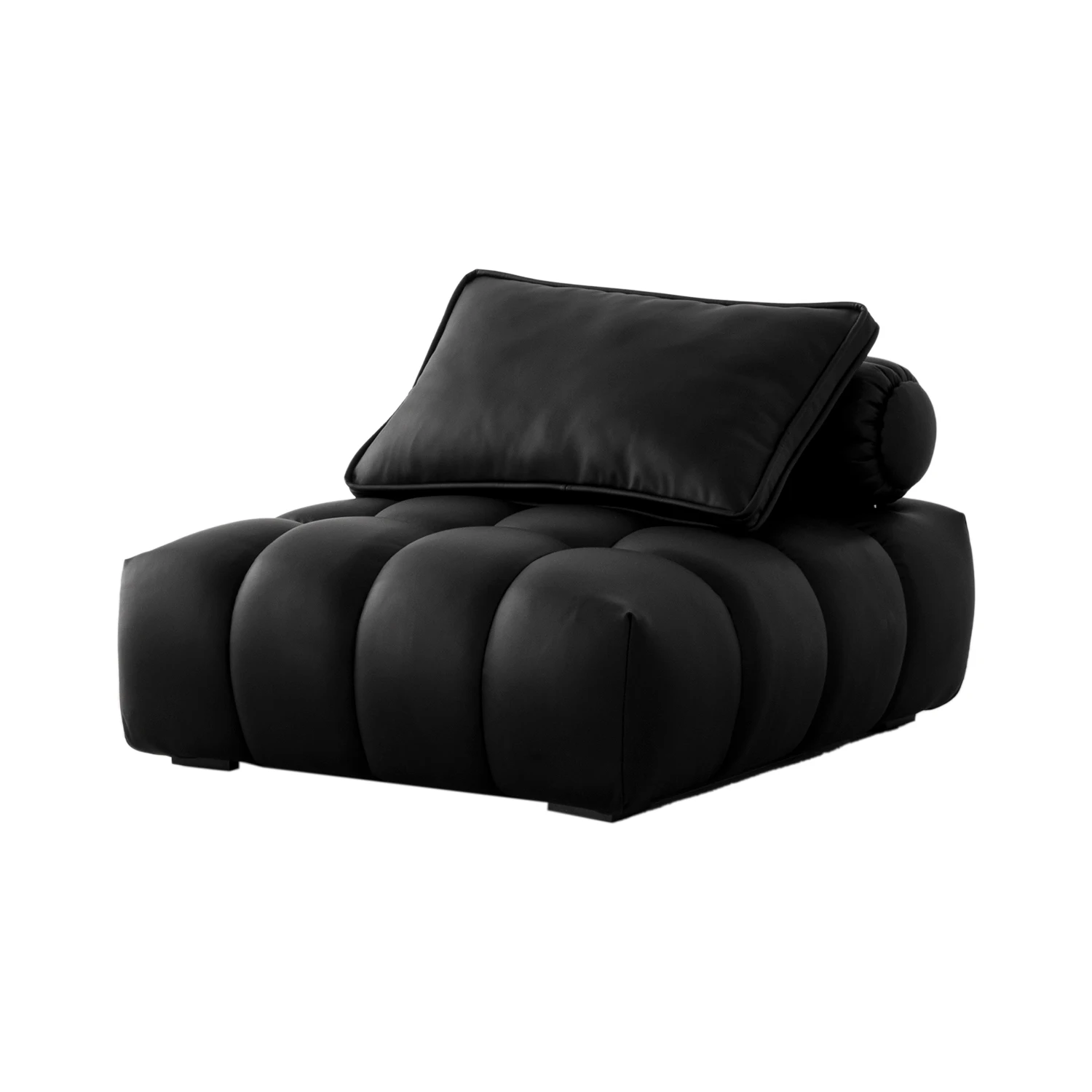 French wabi sabi wind medieval marshmallow leather black module lazy sofa tofu square combination