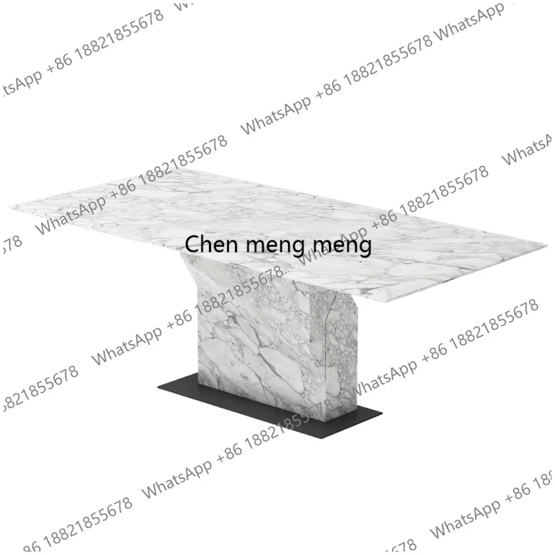M182 Italian Minimalist Dining Table, Bulgari Marble Rectangular Table Set for Small Home, Easy to Clean, Custom Size & Color