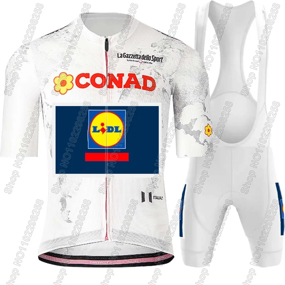 

Tour De Italia Lidl Team 2025 Комплект велосипедного трикотажа Мужская одежда для велосипеда Рубашки для шоссейного велосипеда Костюм Шорты для велосипедного нагрудника MTB Ropa Maillot
