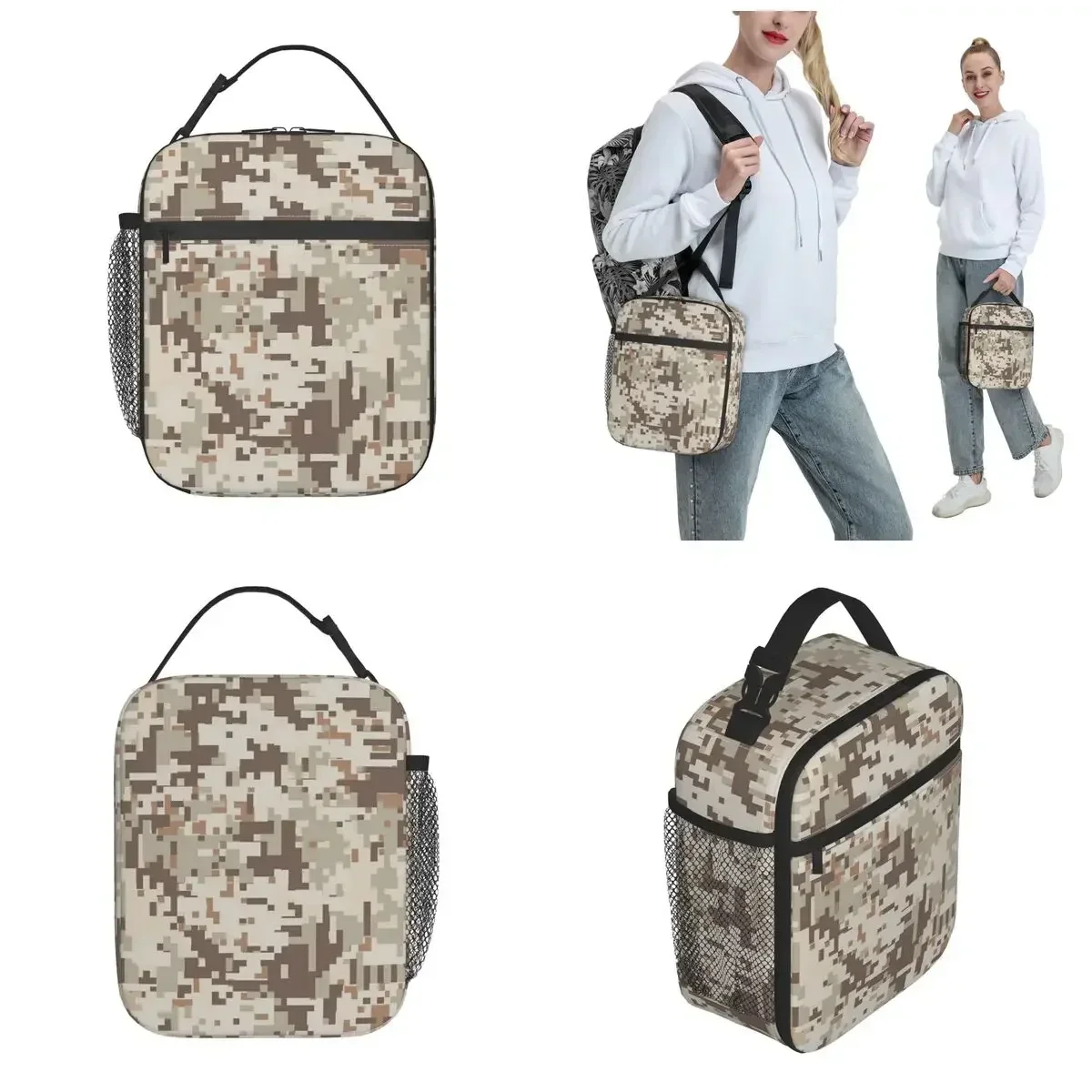 Desert Camo Insulated Lunch Bag Multicam   Container Reusable Cooler Thermal  Box Picnic