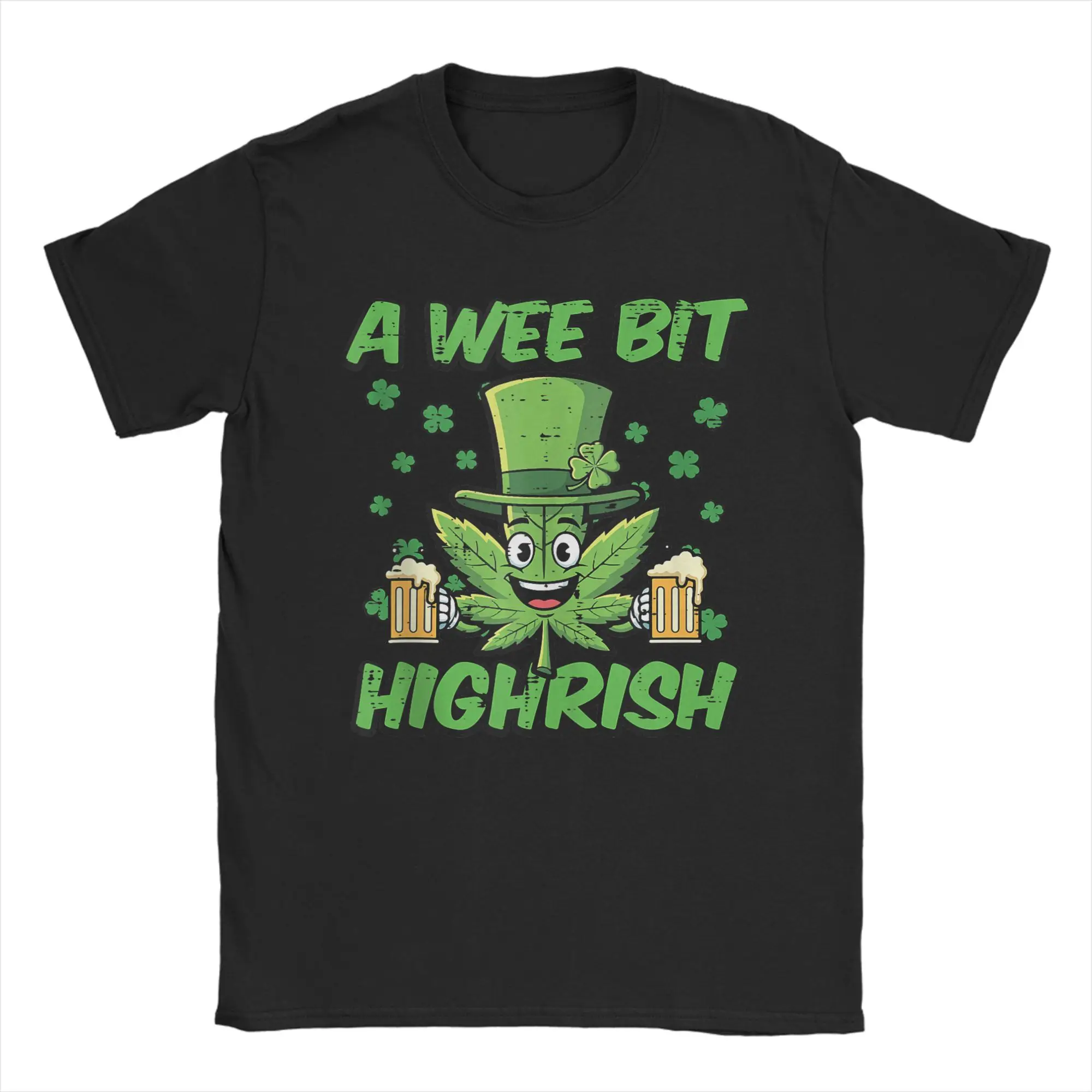 Vintage T Shirt Beach St Patricks Day Wee Bit Funny Saint Pattys Weed Trending T Shirts Cotton Tshirt Man Y2K Funny Design Tees