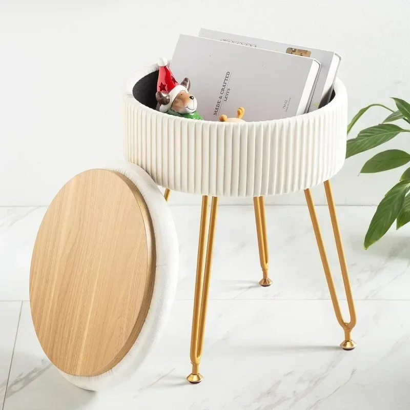 

Velvet Vanity Stool Chair with Storage Container Dressing Makeup Chair Footrest for Living Room Bedroom Decor Furniture Ottomans