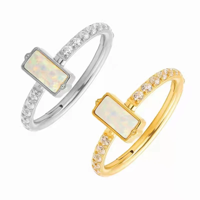 

10pcs 316L Surgical Steel Opal CZ 16G Nose Seamless Hinged Segment Ring Clicker Ear Cartilage Helix Tragus Rook Hoop Septum