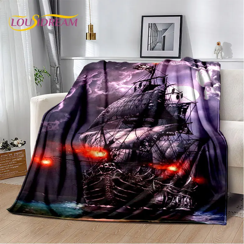 

A Pirate Boat,Barque,Boat Ship Monster Soft Plush Blanket,Flannel Blanket Throw Blanket for Living Room Bedroom Bed Sofa Picnic