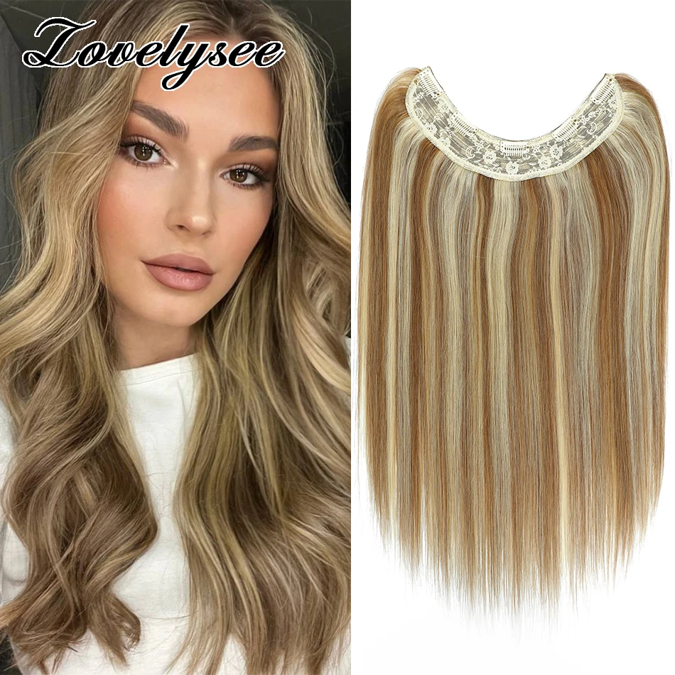 5 Clips in Hair Extensions Natural Long Straight V-shaped Hairpiece Brown Black Remy Human Hair Clip Ins One Piece for Women