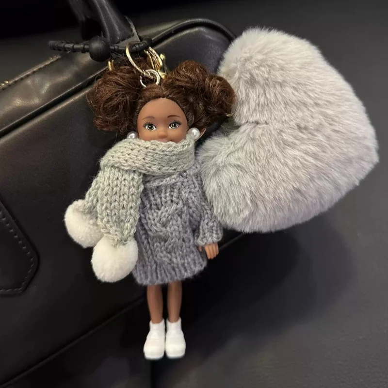 Retro schwarzer Ledermode Kopf DIY verbesserte Prinzessin geformte Puppentasche Rucksack hängende Dekoration trendiges Spielzeug neues Geschenk auf Lager