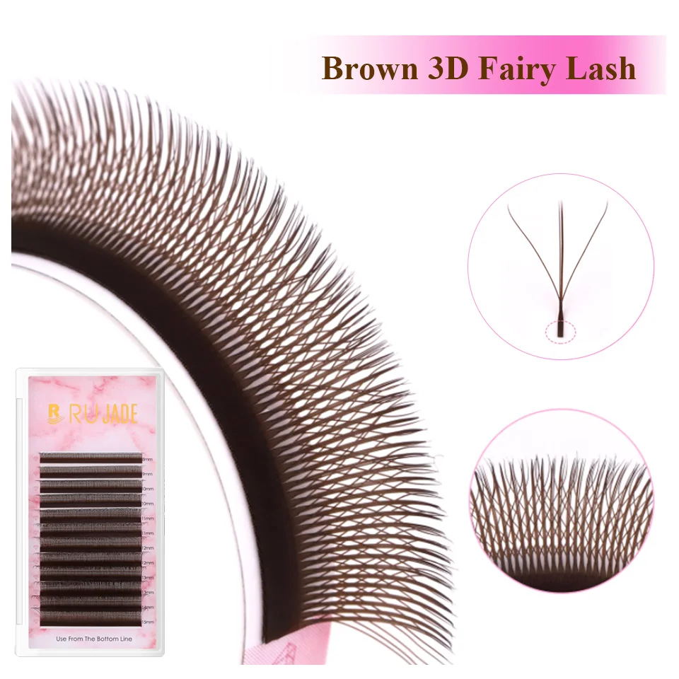 

NEW Brown 3D Fairy Lashes Premade Bloom Fans 2D 3D 5D Eyelash Extension 3D Clover Spike Hand Woven Dark Brown 4D W Shaped Lashes