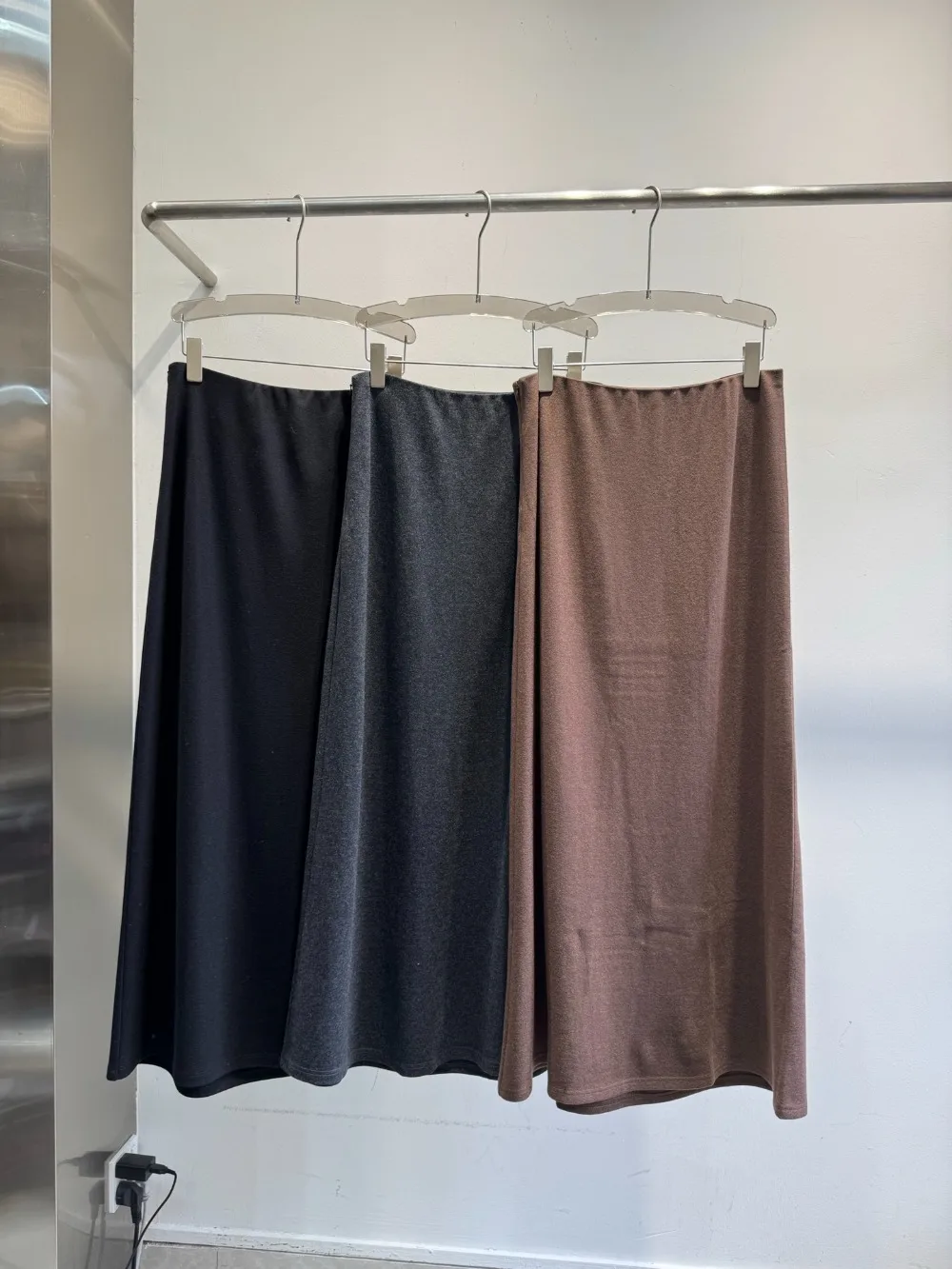 New Autumn Elastic Waist Elegant and Minimalist Wool A-Line Skirt