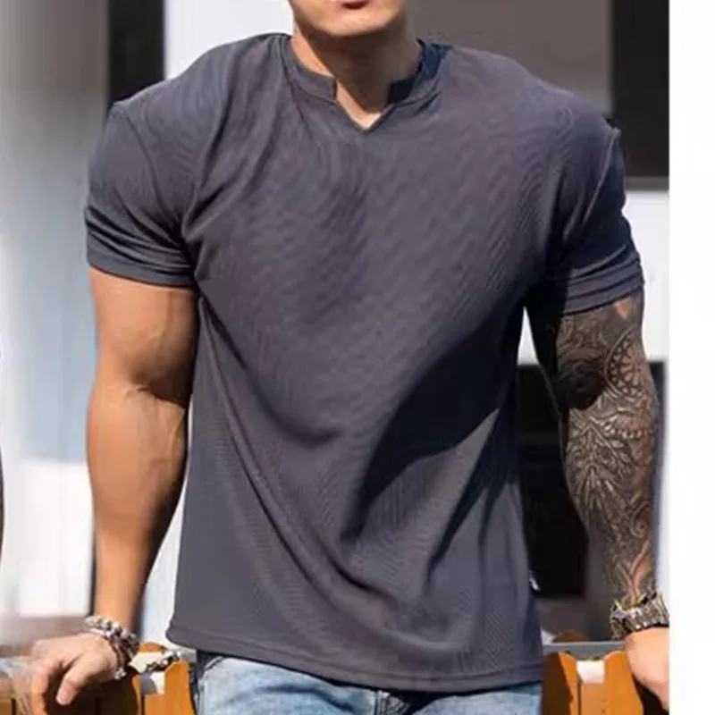 

T-shirt Fabric Shoulder Pads With Large Anti-wrinkle Quick Drying Fitness Wear Sports Short Sleeve T-shirt For Men