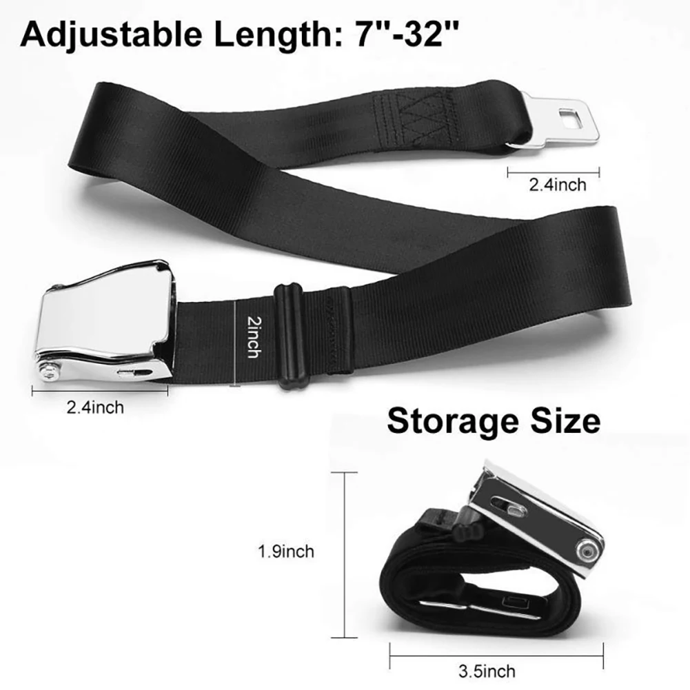 Two-point Airplane Seat Belt Extender 7-35 Inches Adjustable Telescopic Seatbelt Buckle For Fat People Pregnant Women