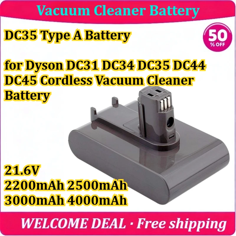 [New] DC35 Type A Battery for Dyson DC31 DC34 DC35 DC44 DC45 Cordless Vacuum Cleaner Battery 21.6V 2200mAh-4000mAh Battery
