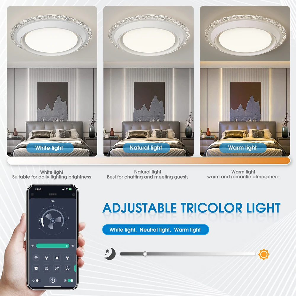 IRALAN leafless fan light with LED light adjustable lighting and 6 wind speed ceiling fan smart low-key ceiling fan light