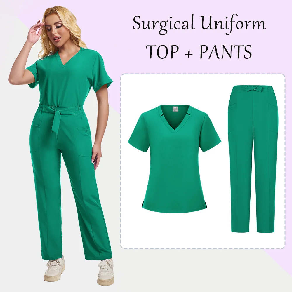 Surgical Uniforms Woman Nursing Enfermeria Sets Top Pant Articles Medical Uniform Scrub Clinical Beauty Salon Spa Hospital Suits