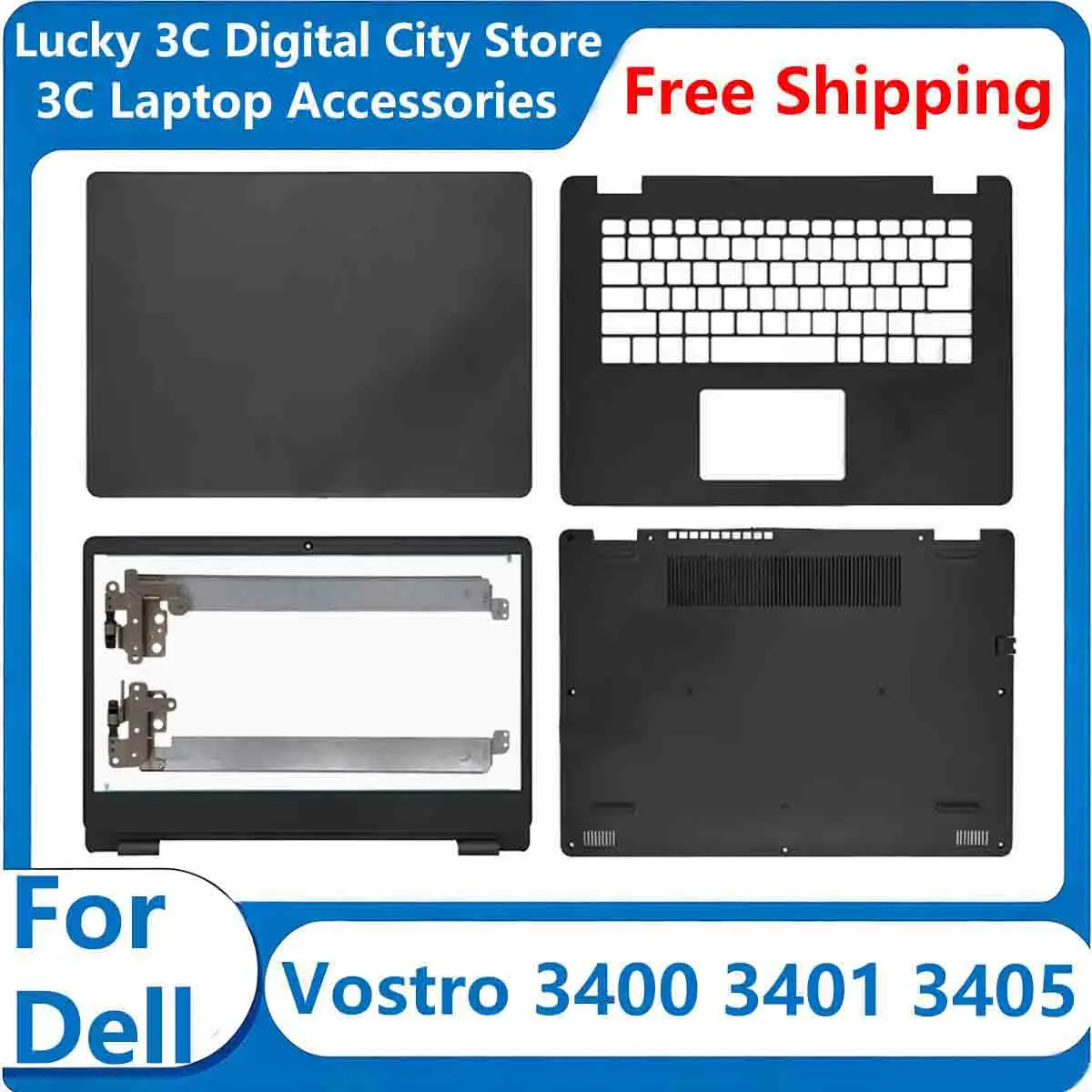 New for Dell Vostro 3400 3401 3405 V3400 Replace Laptop LCD Back Cover Front Bezel Palmrest Bottom Case Hinges 0Y5X09 0RX8DW