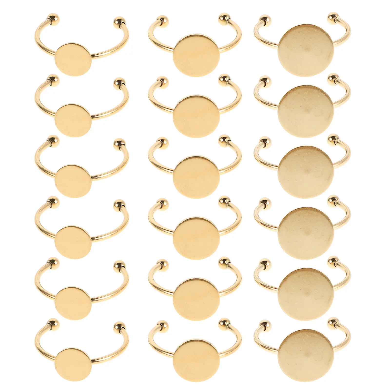 30Pcs Stainless Steel Adjustable Blank Ring Bases Flat Ring Tray Settings DIY Jewelry Making Supplies Cabochon Bezel