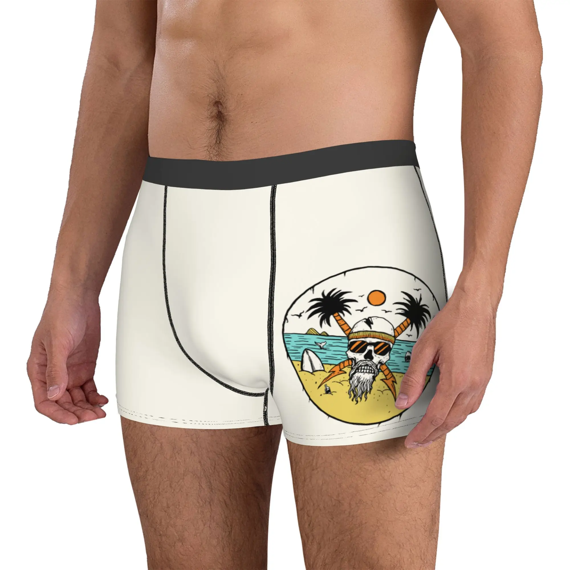 Customized Male Cool Surfing Skull Underwear Summer Beach Surfer Boxer Briefs Breathable Shorts Panties Underpants