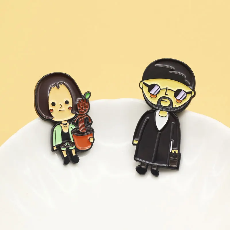 Leon The Professional House Plant Enamel Pins Enamel Pins Terror Killer Badges Lapel pins Brooches Women Men Jewelry Gifts