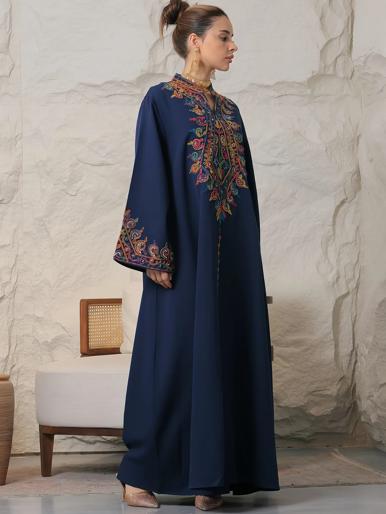 Eid Djellaba Embroidered Abayas for Women Muslim Maxi Dress Turkey Kaftan Dubai Robe Islam Jalabiya Caftan Marocain Femme Kebaya