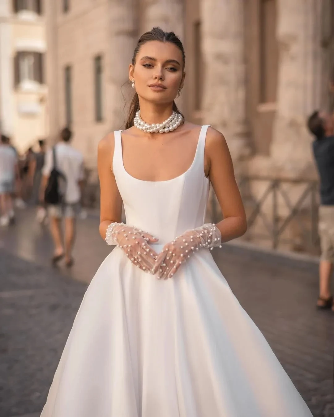 Vestido De Novia De satén con espalda abierta, traje Formal con tirantes, 2023