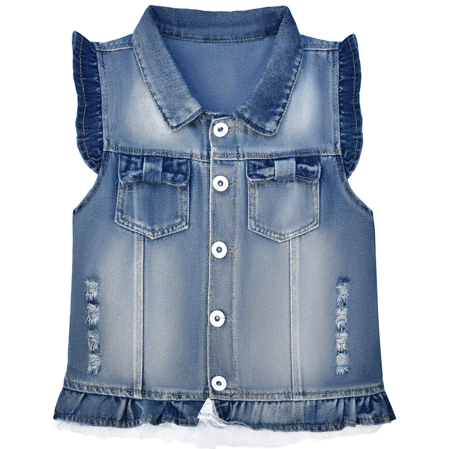 

1-5Years Children Kids Toddler Little Girls Baby Girls Denim Vest Spring Autumn Flower Sequins Vest Coat