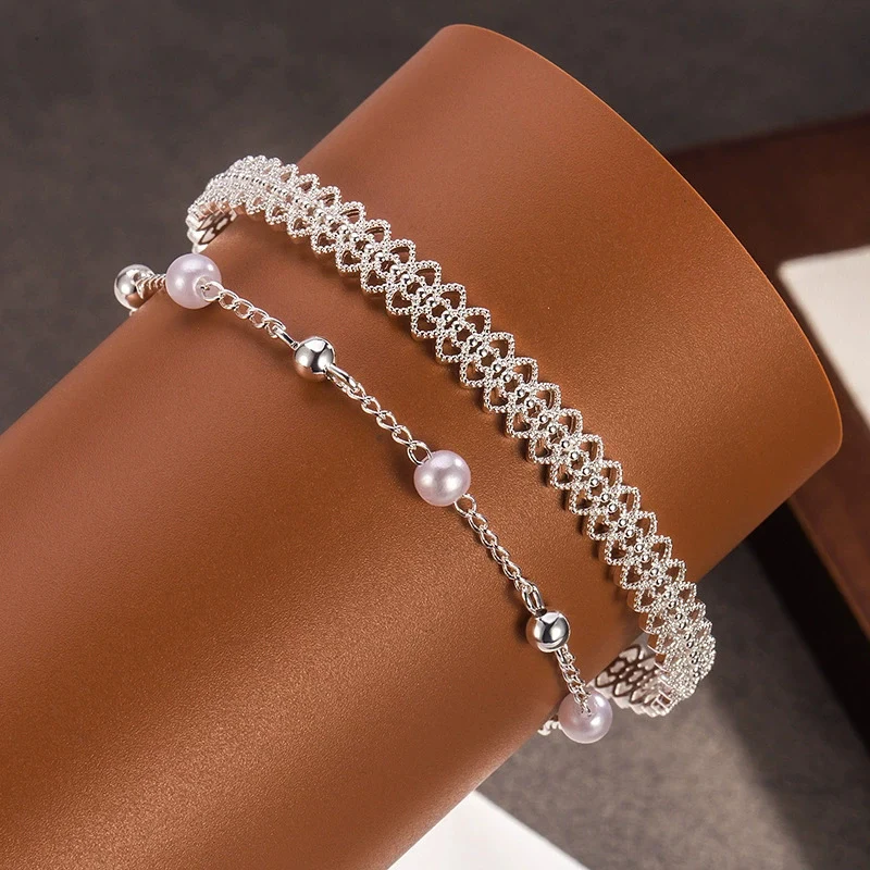 

Lace Bracelet Pearl Stacked Bracelets Women's New Elegant Light Luxury Jewelry Exquisite Gift For Friends KOFSAC