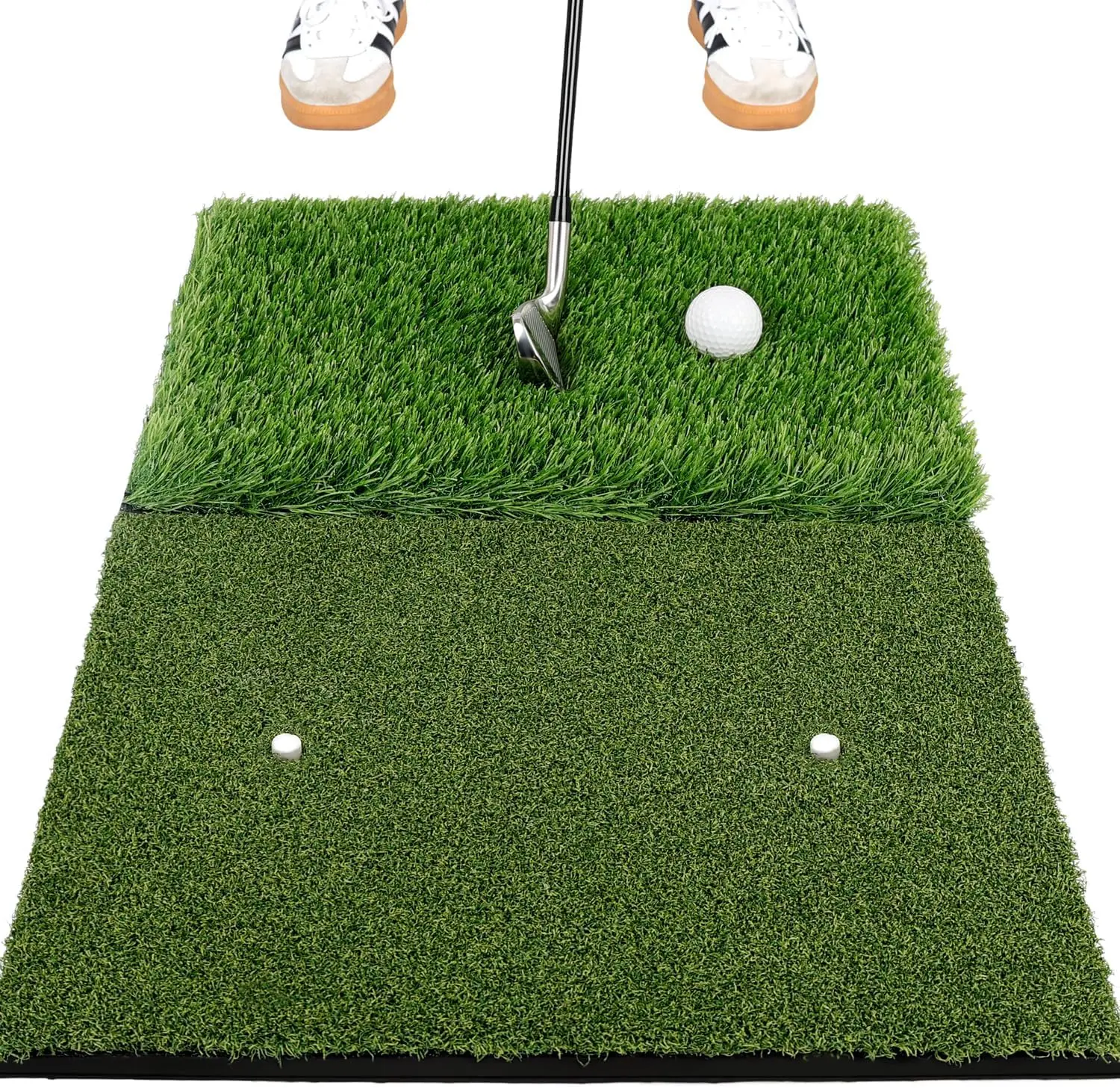 

Golf Hitting Mat, 10mm Foam Padding with Rubber Backing, Dual-Turf Practice Mat for Indoor and Outdoor Training, Foldable Design