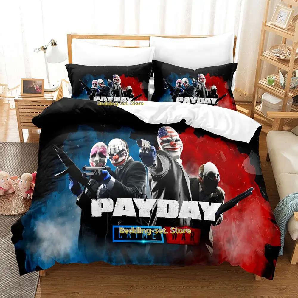 Game Payday Bedding Set Single Twin Full Queen King Size Bed Set Adult Kid Bedroom Duvetcover Sets Hip Hop Clown Anime Bed