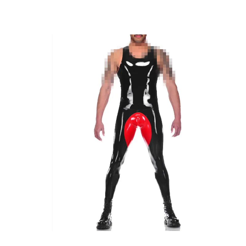 

rubber suit 100% Latex Sling Black and Red All Inclusive Handsome Sexy Size XXS-XXL